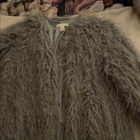 Teal fur jacket from H&M size M - Picture 2 of 2